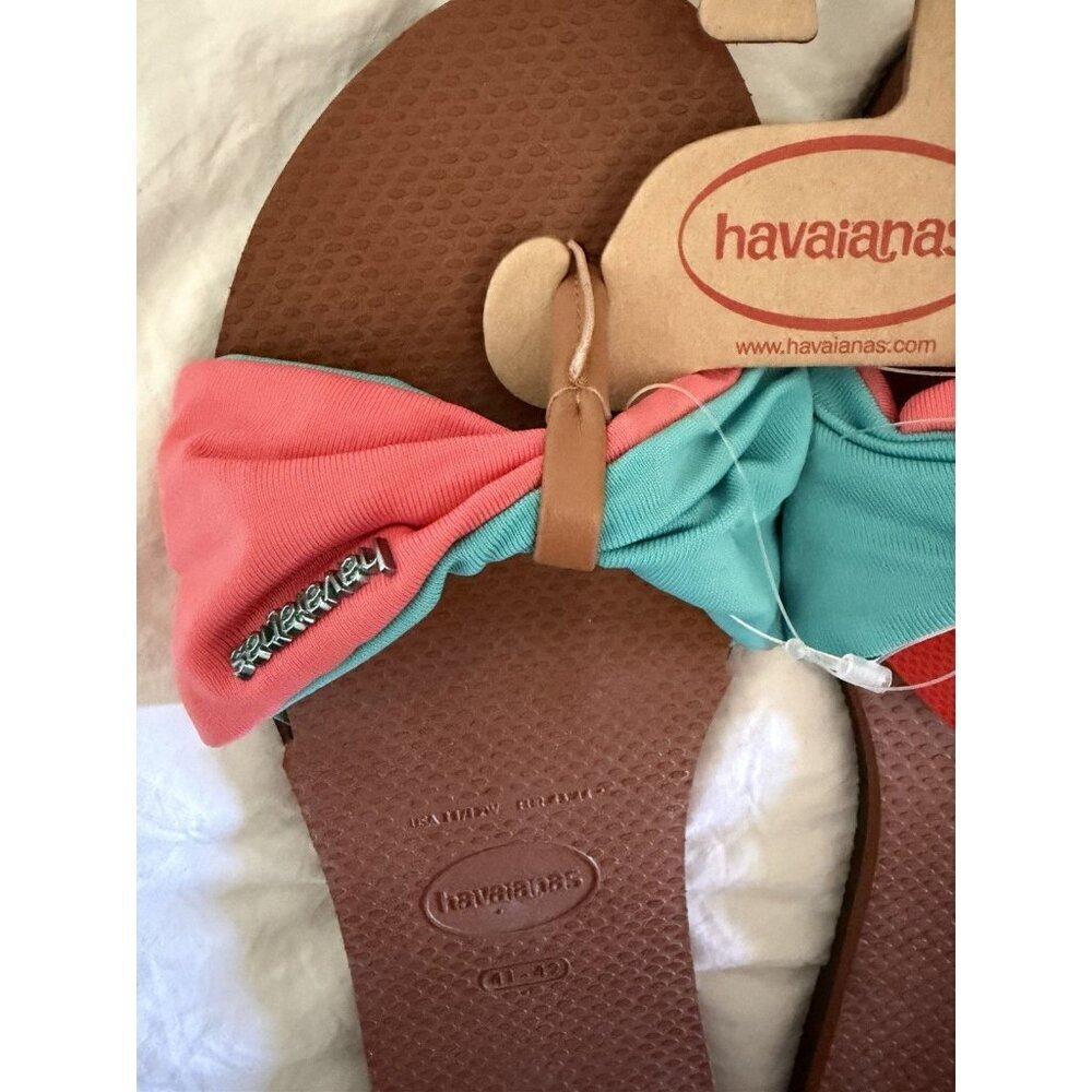 Havaianas Rust & Azure St. Tropez Women’s Flip-Flop Sandal Size 11/12 NWT - Picture 6 of 6